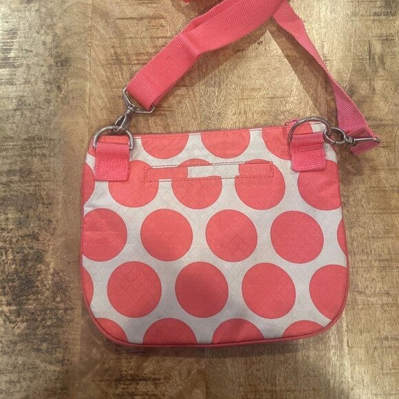 Thirty One 31 Mod Dot Crossbody Bag Pink Coral Nylon Small Adjustable Strap - Picture 7 of 10